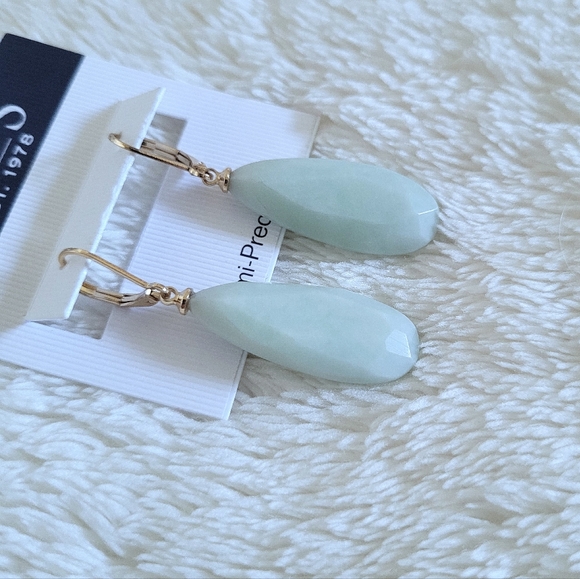 Chaps Teardrop💧 Shaped Unpolished Green💚 Angelite😇 Earrings - Picture 7 of 15